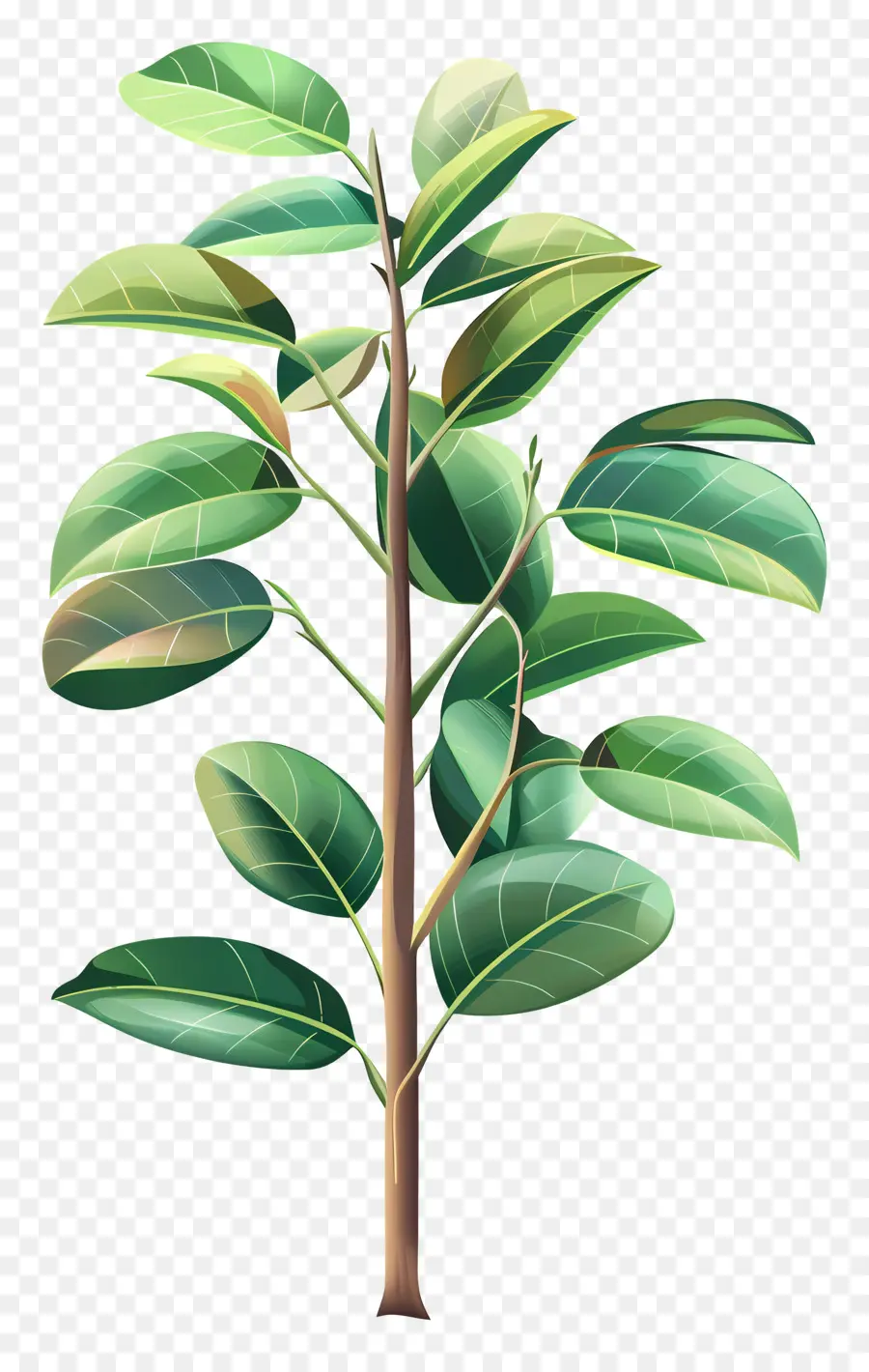 cây cao su - Hình minh họa cây xanh thực tế, với nền đen