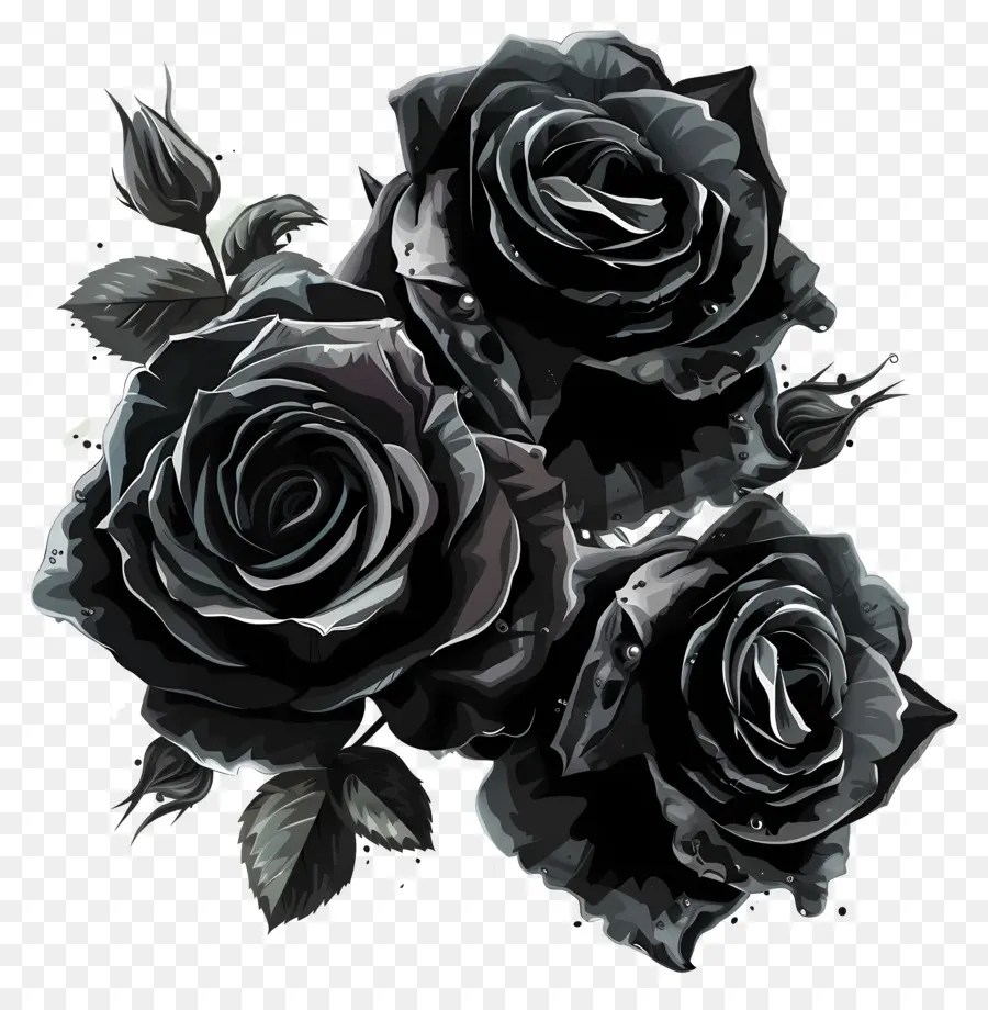 Hoa hồng đen hoa hồng màu đen hoa cánh trái đối xứng - Ba hoa hồng đen trong sự sắp xếp đối xứng