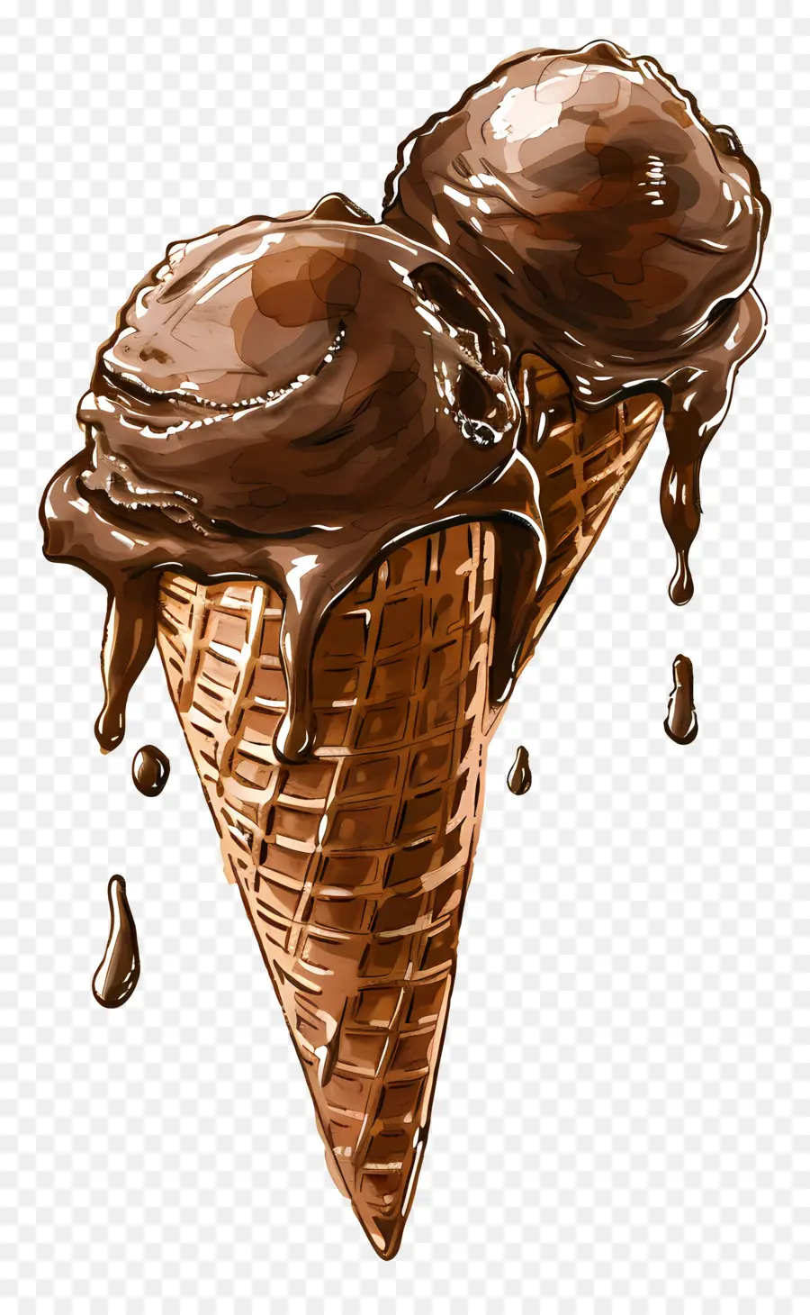 Coni Gelato - Due coni di gelato al cioccolato con salsa