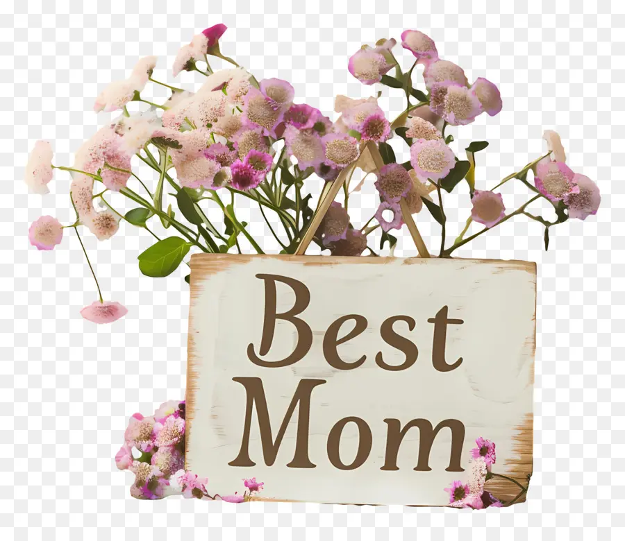 Ngày của mẹ - Ký tên với 'Mẹ tốt nhất' trước hoa