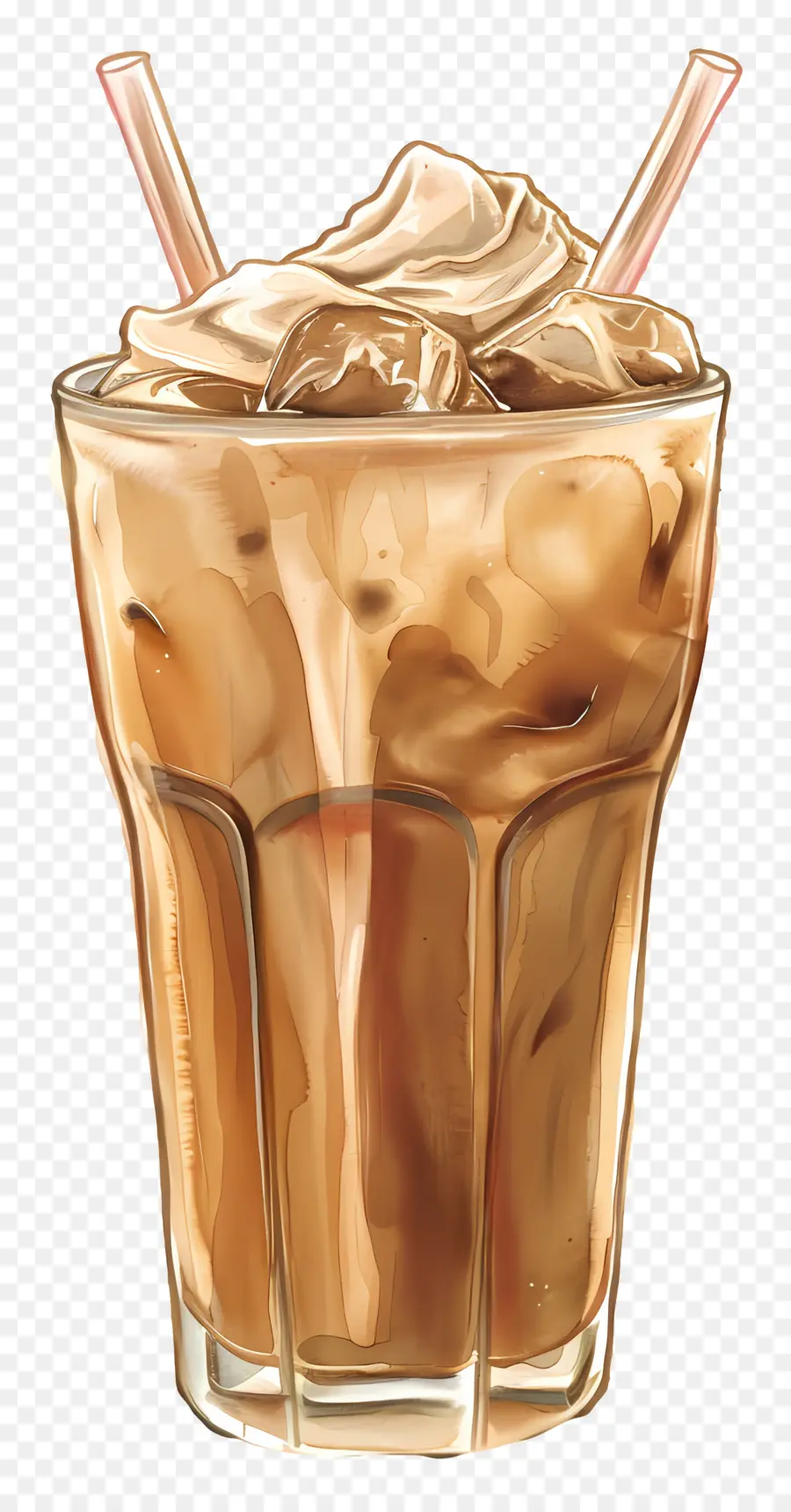 cà phê đá - Minh họa màu nước của cà phê đá với ống hút