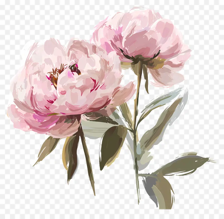 peonie rosa peonie rosa dipingendo fiori sfondo nero - Due peonie rosa su sfondo scuro