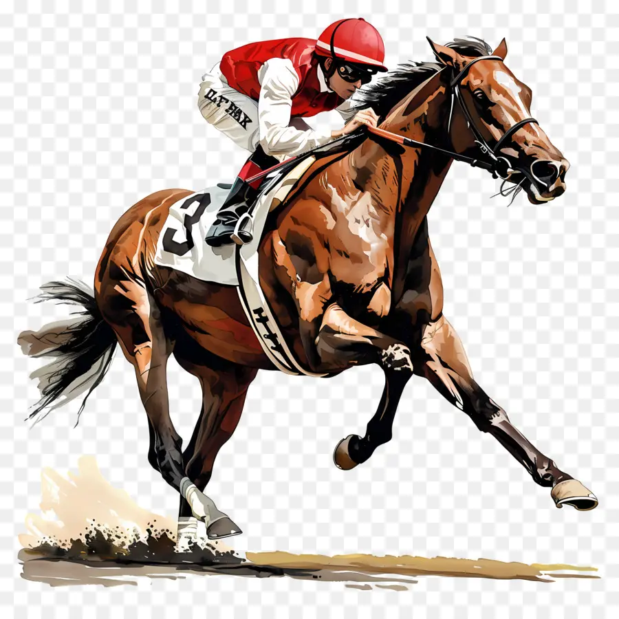 Kentucky Derby Jockey Horseback Racing Painting Horse - Fantino su recinti di salto di cavallo in gara