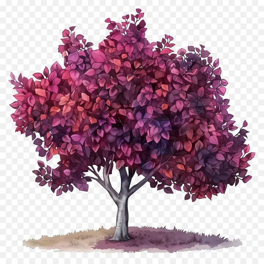 Sommersaison - Realistischer Baum mit lila Laub, lebendige Farben
