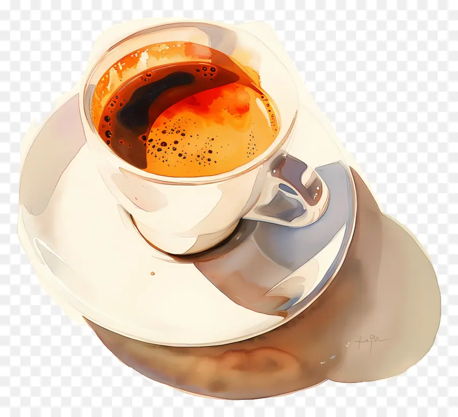caffè - Tazza di caffè vibrante con cucchiaio su piattino