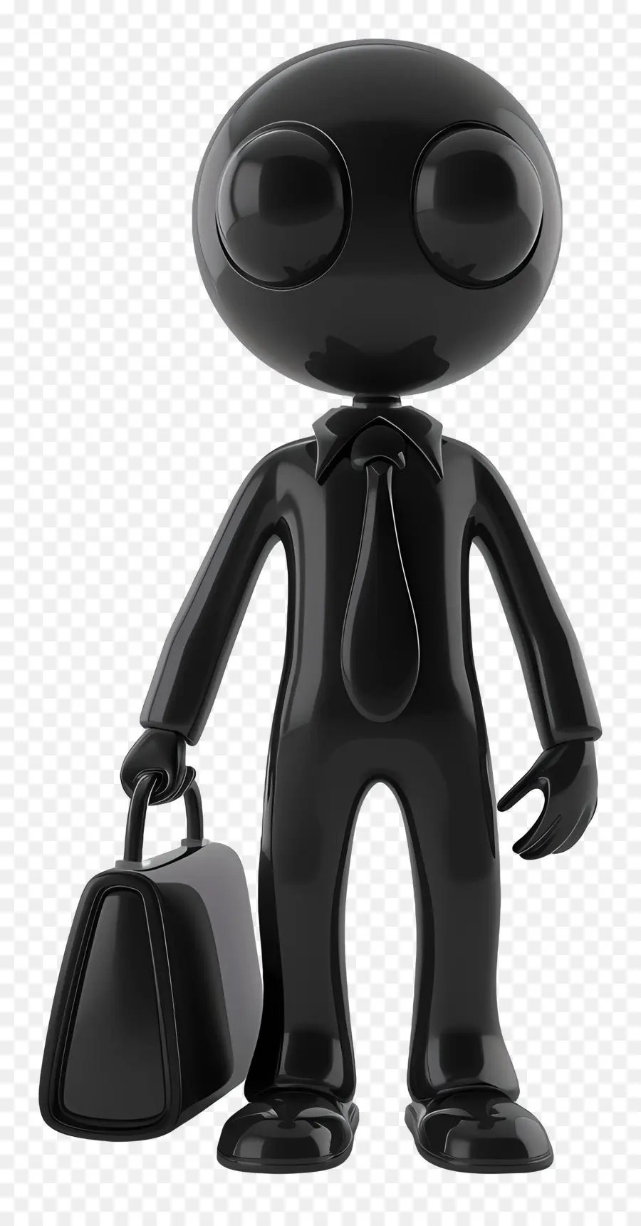 black figure alien figure black figurine man in suit and tie briefcase