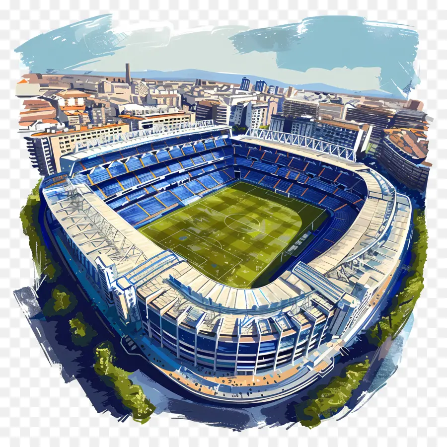 Santiago Bernabeu Stadium Santiago Bernabéu Stadium Madrid Digitales Gemälde Spanien - Digitales Gemälde des Santiago Bernabéu Stadium, Madrid