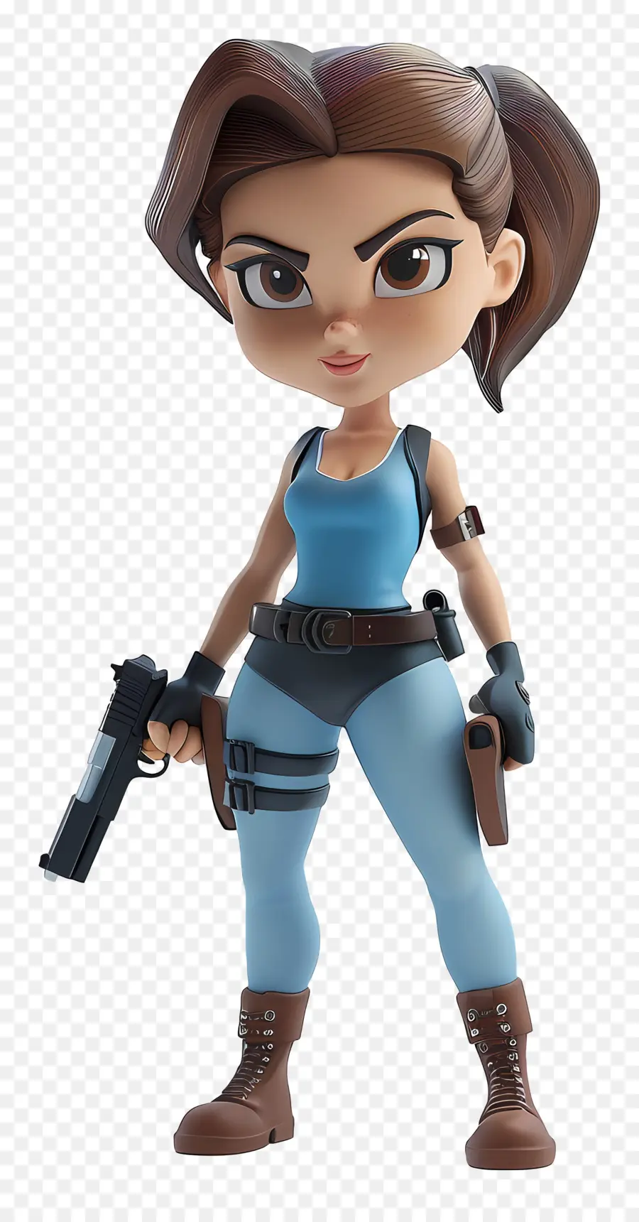 Jill Valentine Figura Lara Croft Tomb Raider Video Game Female personaggio - Lara Croft tiene le pistole con una seria espressione