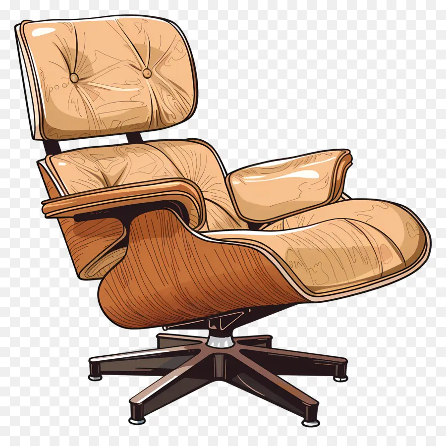 sedia Eames Lounge Eames Lounge Sedia mobili a metà secolo in pelle Batterana cromata lucidata - Sedia Eames Lounge con elegante design retrò