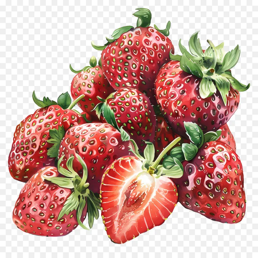 Fach Erdbeeren Day Erdbeeren Obsthaufen reif - Stapel reifen roten Erdbeeren mit Grünspitzen