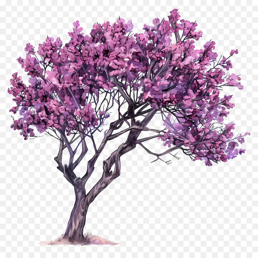 Judas Tree Purple Tree Pink Flowers Flowers Giallo Foglie viola scure - Albero viola con fiori rosa, ambiente pacifico