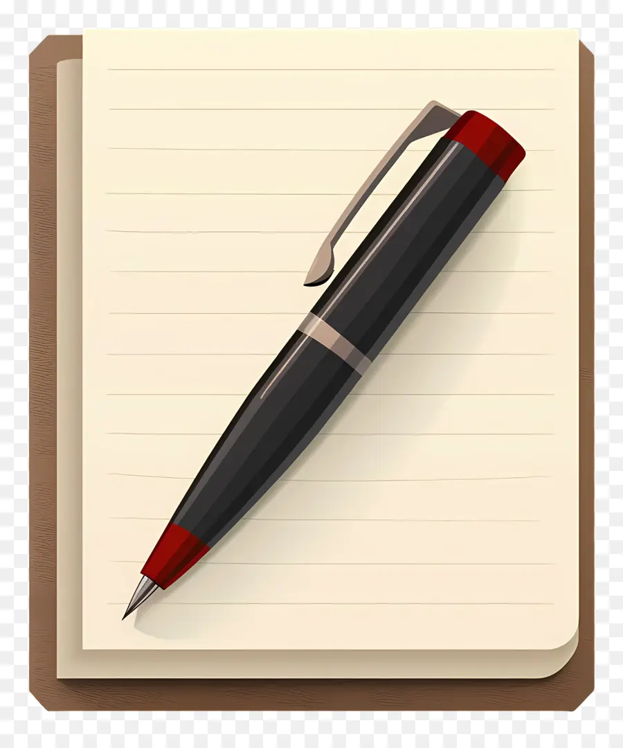 Memo Notebook Stift Black Red Tipp - Schwarzer Stift mit roter Tipp auf Papier