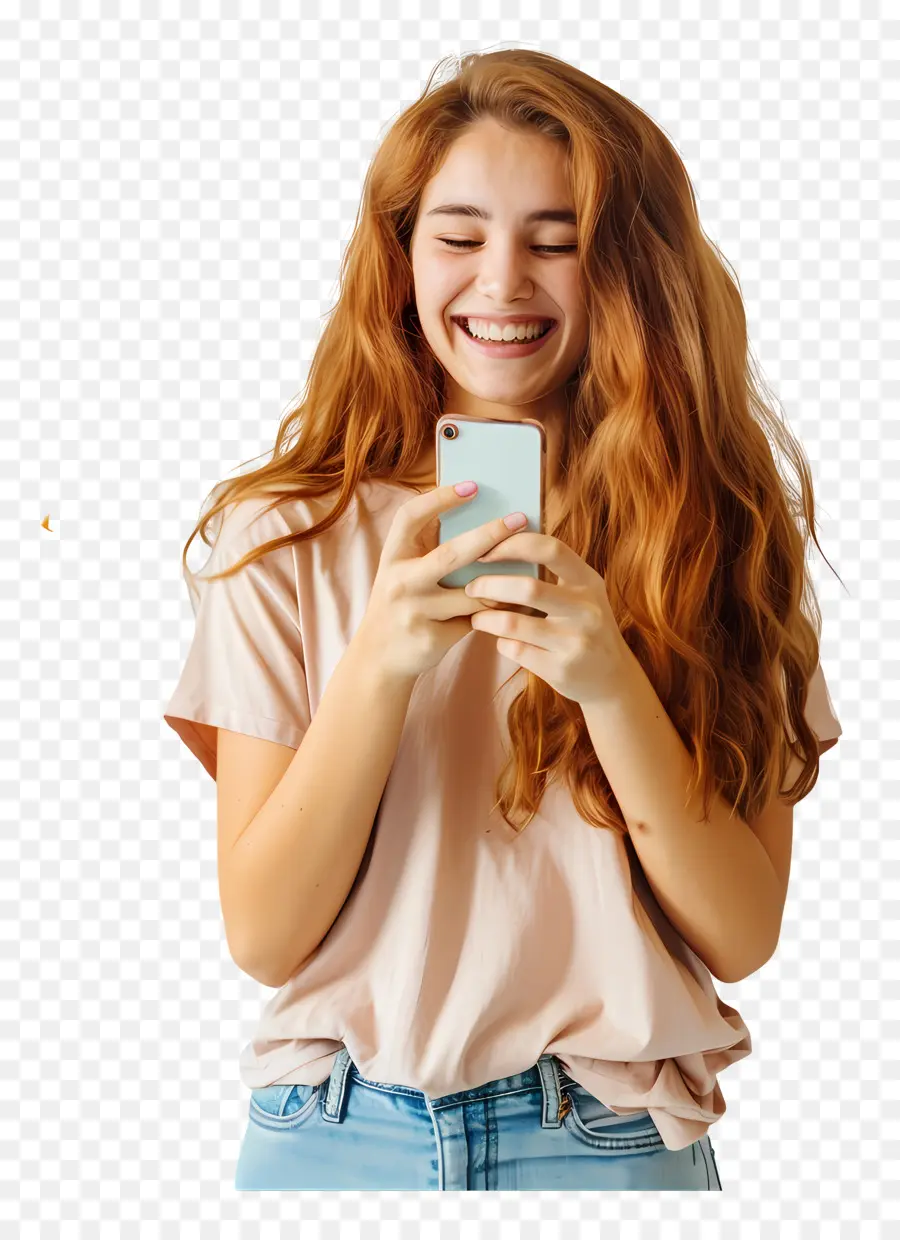 Social Media - Junge Frau in Pink nehmen Selfie
