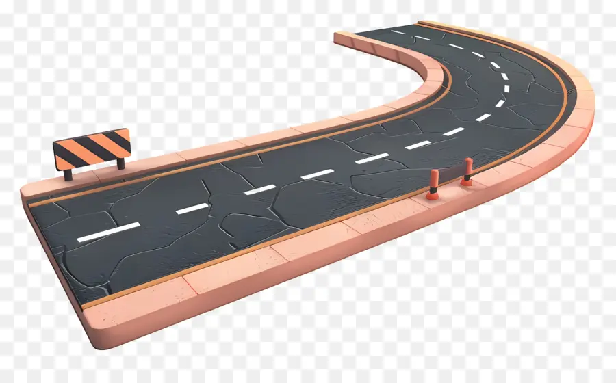 Stop - Autostrada vuota con segno di stop e curva