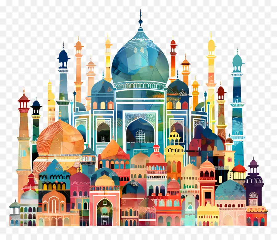 Taj Mahal - Vibrante murale della moschea Taj Mahal