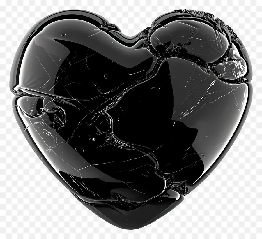 cuore nero - Vetro rotto a forma di cuore su sfondo nero