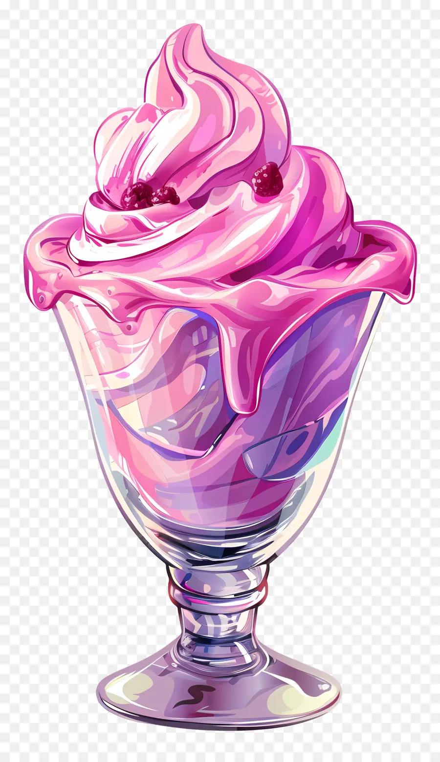 tazza di gelato rosa gelato in vetro ciotola in rosso ciliegia vibrante - Scoop di gelato rosa con ciliegia in cima