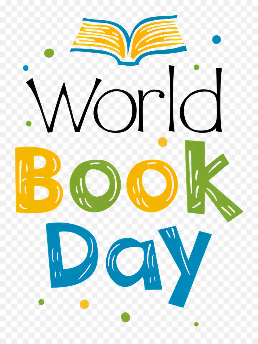 Welttag des Buches - World Book Day Logo mit blauen Buchstaben