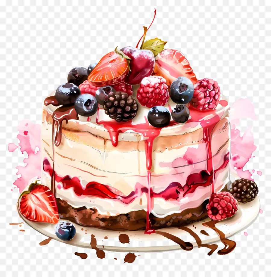 ice cream cake multi-layered dessert whipped cream chocolate syrup cherries