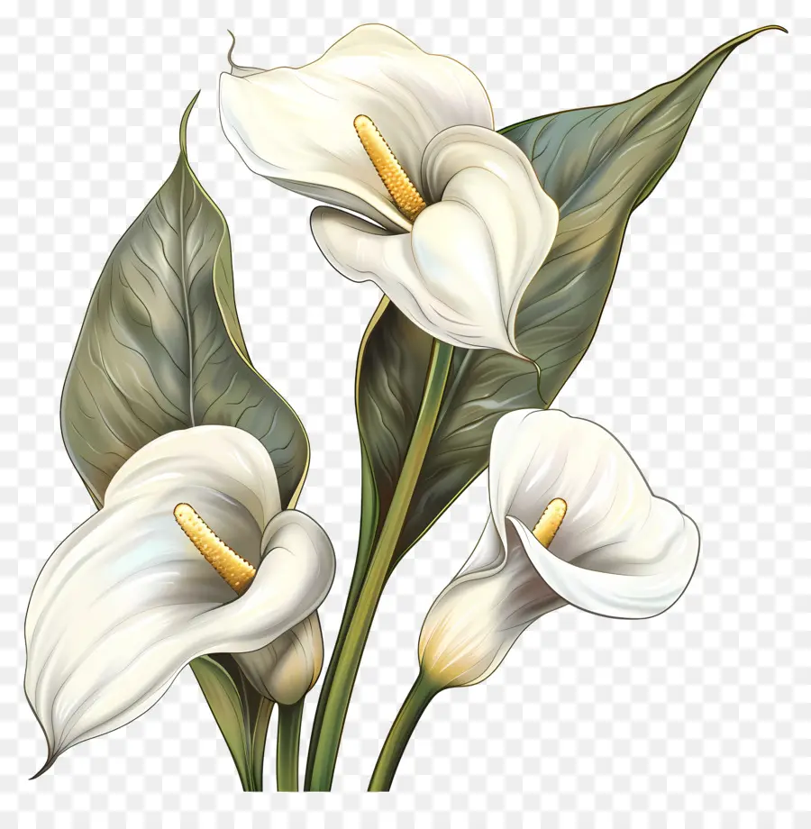 fiore bianco - Fiore realistico White Callas su sfondo nero