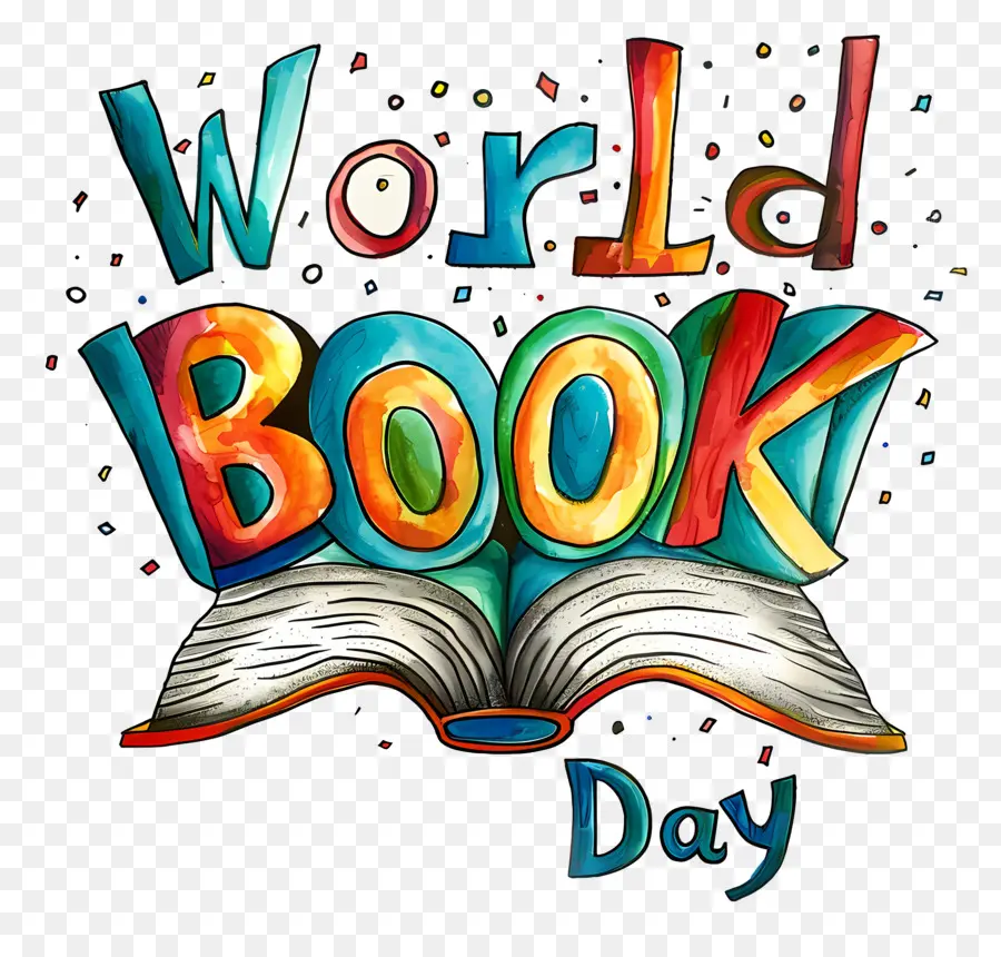 thế giới ngày sách - Chữ xếp chồng đầy màu sắc 
