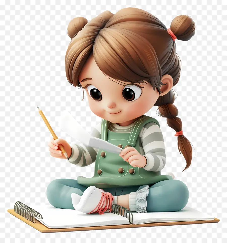 bambina disegno che disegna una concentrazione di matita - Ragazza concentrata disegno con matita in mano