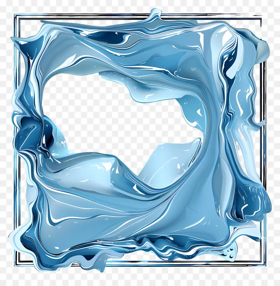 square blue frame water surface blue swirls white swirls smooth