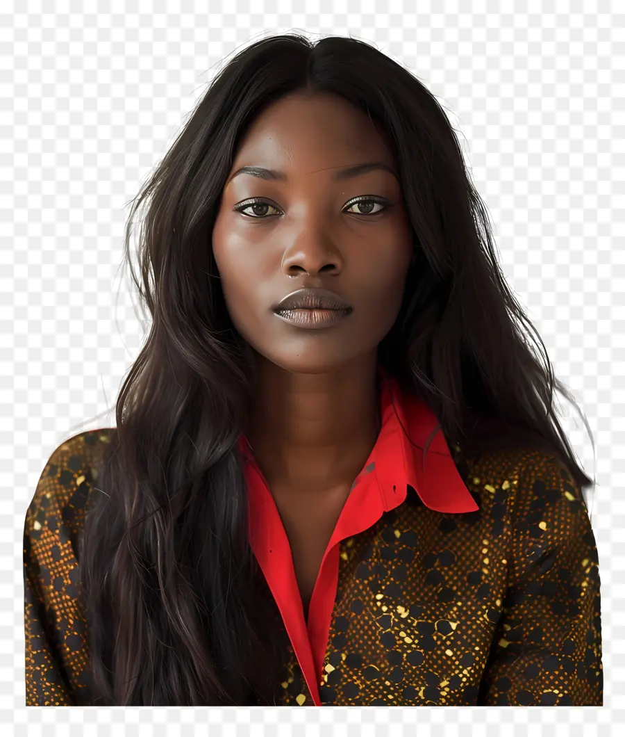 Donna africana Fashi - Donna nera con camicia gialla con jeans