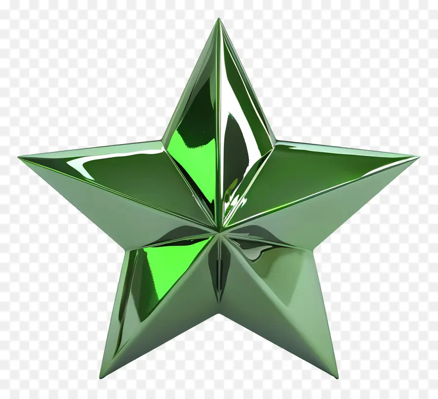 grüner Stern grünes Stern Metallic Shiny Sharp Points - Grüner metallischer Stern auf schlankem schwarzem Hintergrund