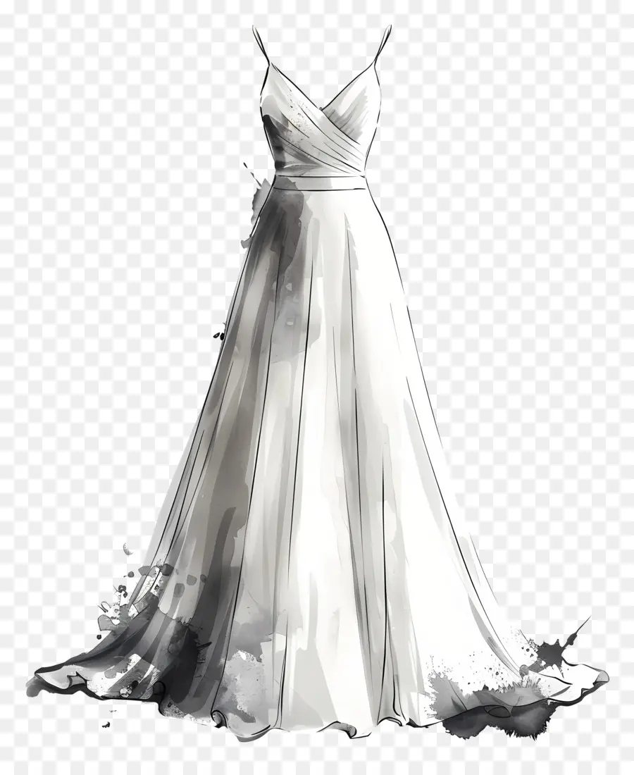 Cưới - Váy cưới tối giản với cổ chữ V và tay áo