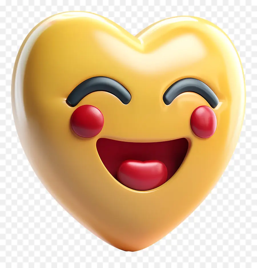 Cuore Emoji - Cuore giallo con labbra rosse, sfondo nero