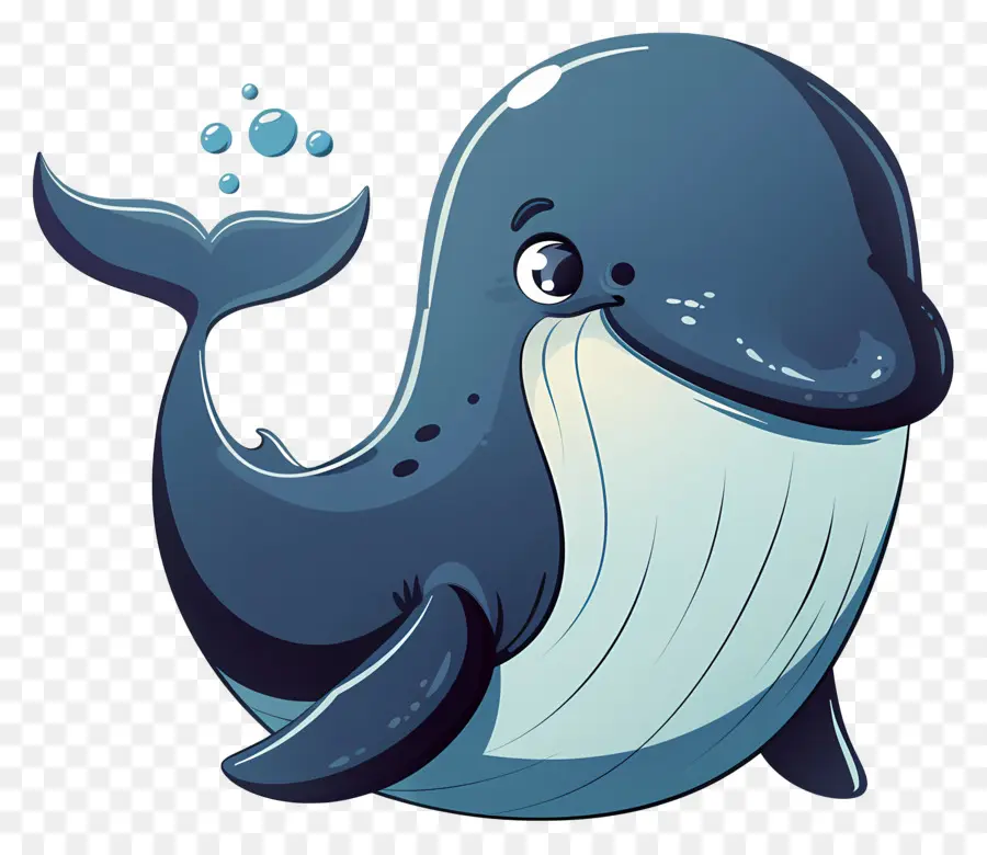 balena cartoon - Piccola balena con occhi grandi, sorridente, blu