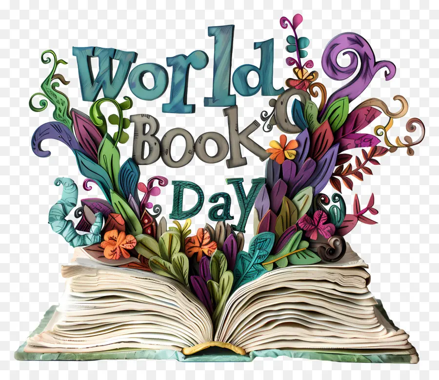 giornata mondiale del libro - Libro vintage con illustrazioni floreali e citazione