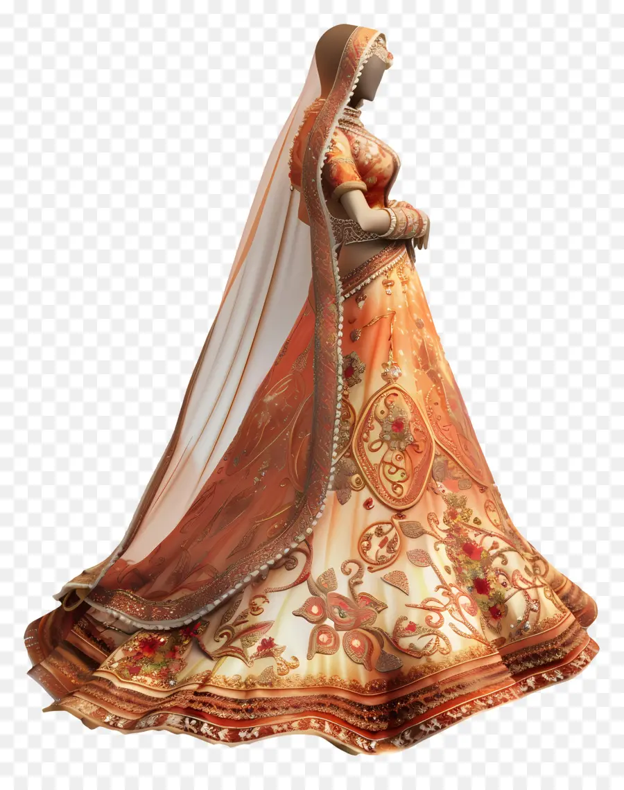 Indische Hochzeit - Ausführliche indische Braut in lebendigem Kleid