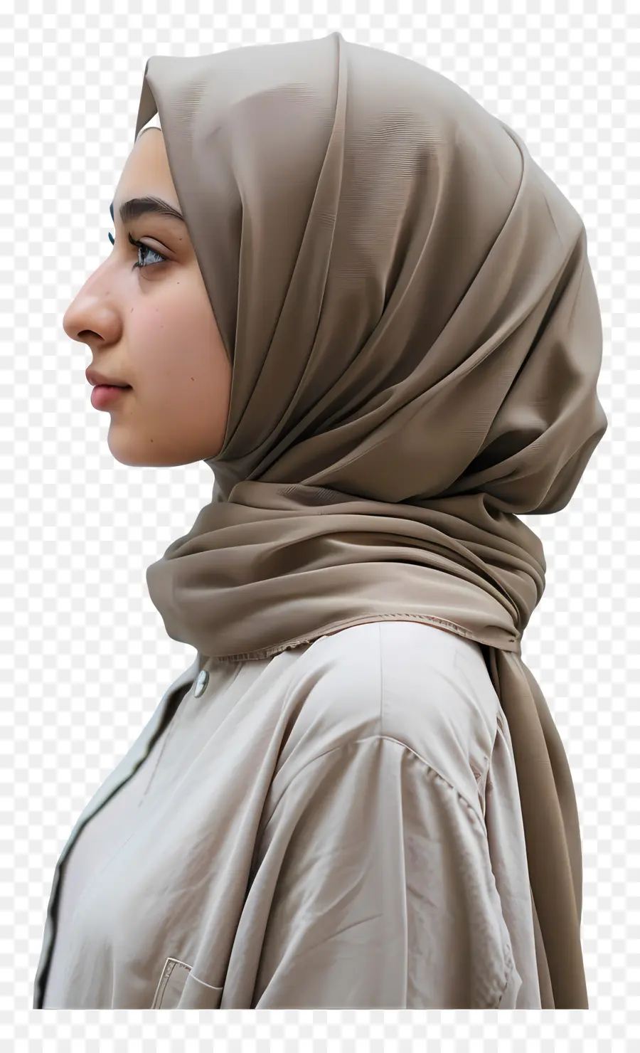 Islamische Mode - Frau in Hijab mit Gläern nach unten schauen