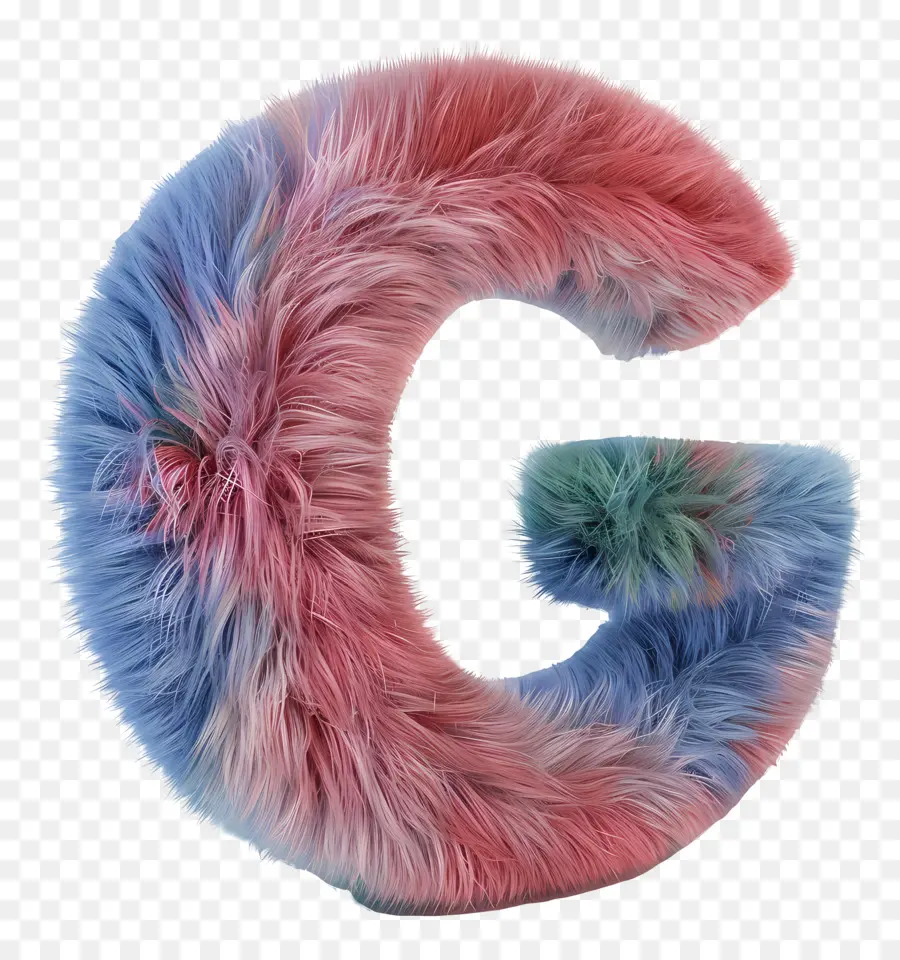 Lettera logo fuzzy 3D G Green Blu Pink - Lettera colorata g fatta con materiale peloso