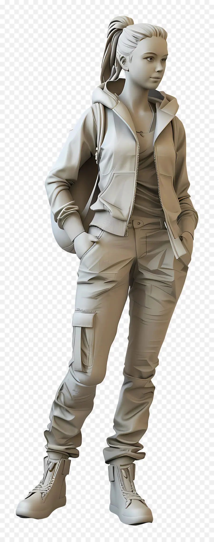 female figure 3d rendering woman outfit white fabric