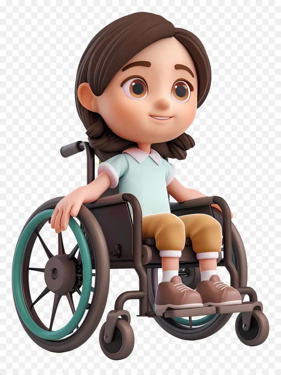 Cô bé ngồi xe lăn khuyết tật xe lăn màu nâu - Cô gái ngồi xe lăn với các tính năng tối, vô cảm