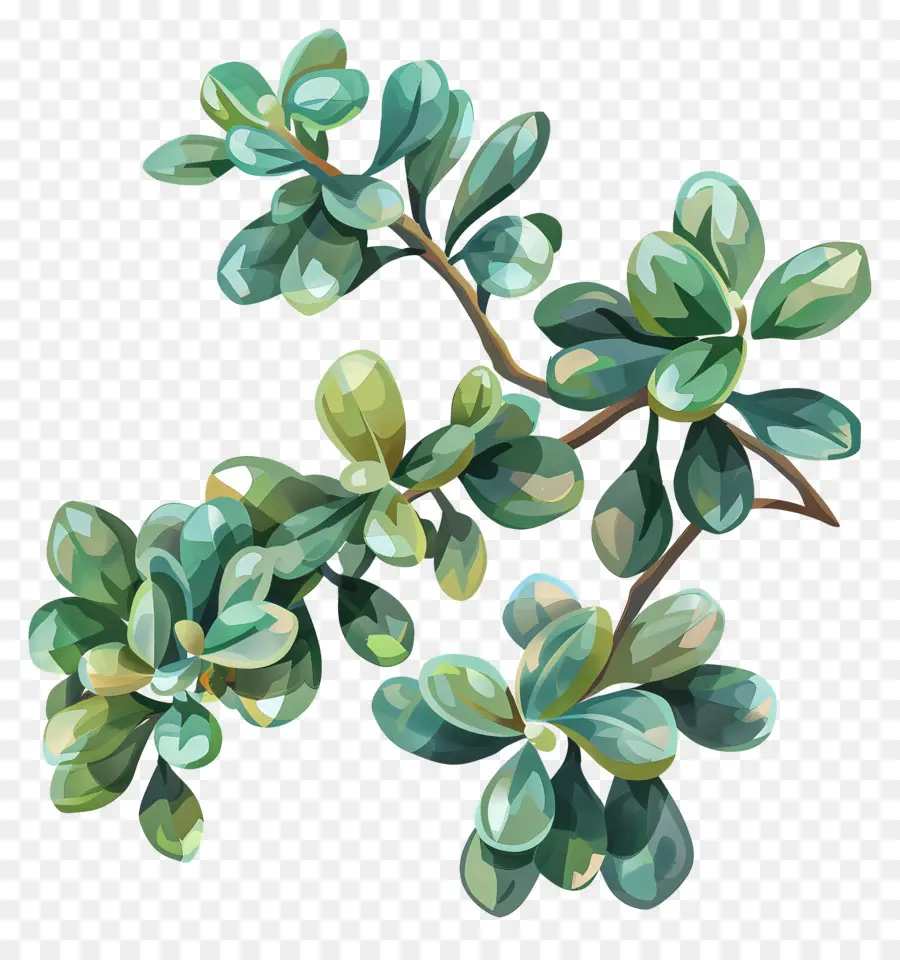 Ripple Jade Pflanze Sukkulente Pflanze Jade Pflanze grüne Blätter braune Stiele - Grüne Pflanze mit braunen Stielen auf schwarzem Hintergrund