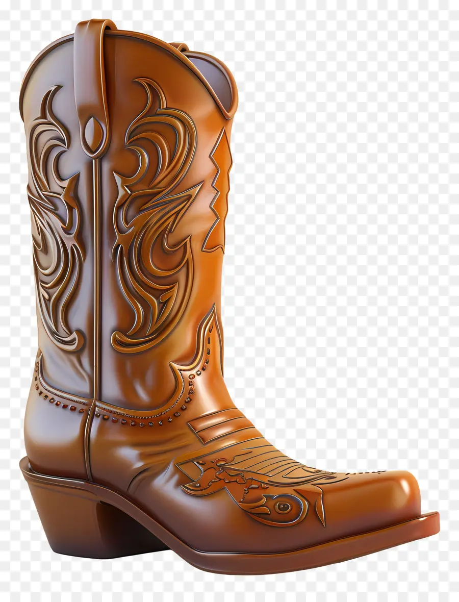 Cowboy Boot Cowboy Boot Leder Western Stick - Brauner Leder Cowboy -Stiefel mit komplizierten Designs