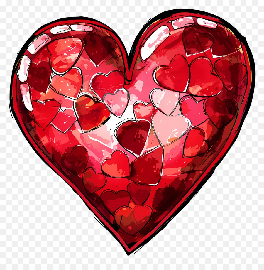 a forma di cuore - Cuore di perline di vetro rosso con consistenza scintillante