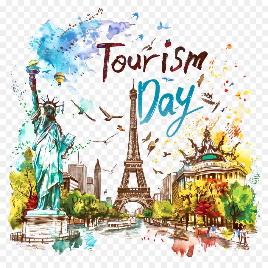 tháp eiffel - Bức tranh màu nước của Tháp Eiffel, Lễ kỷ niệm Ngày Du lịch