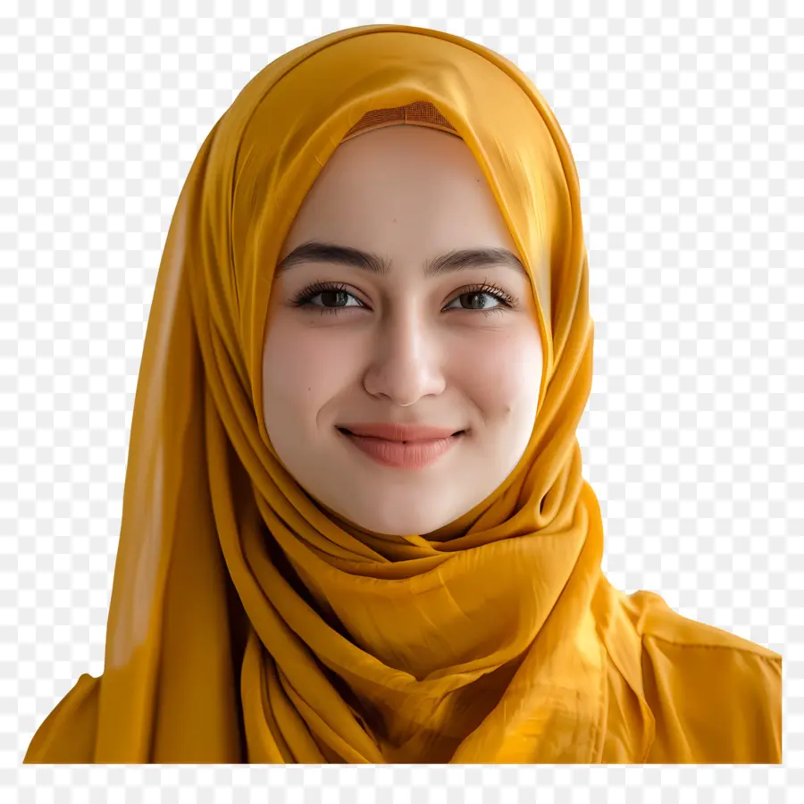 Trùm - Người phụ nữ trong Hijab màu vàng với biểu hiện nghiêm túc