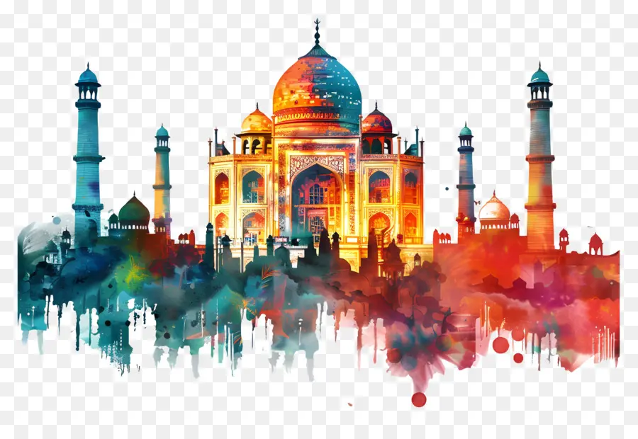 Taj Mahal - Buntes Aquarellmalerei von Taj Mahal