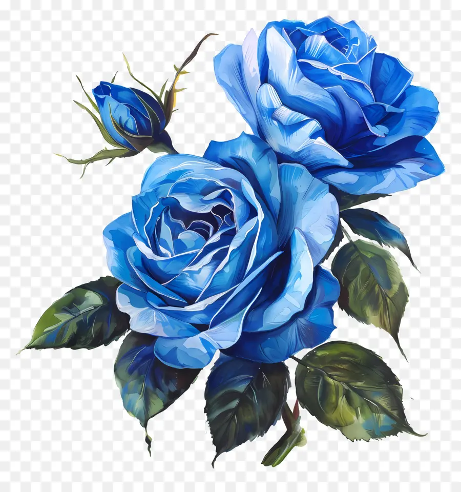 pittura floreale - Pittura ad acquerello di rose blu con profondità