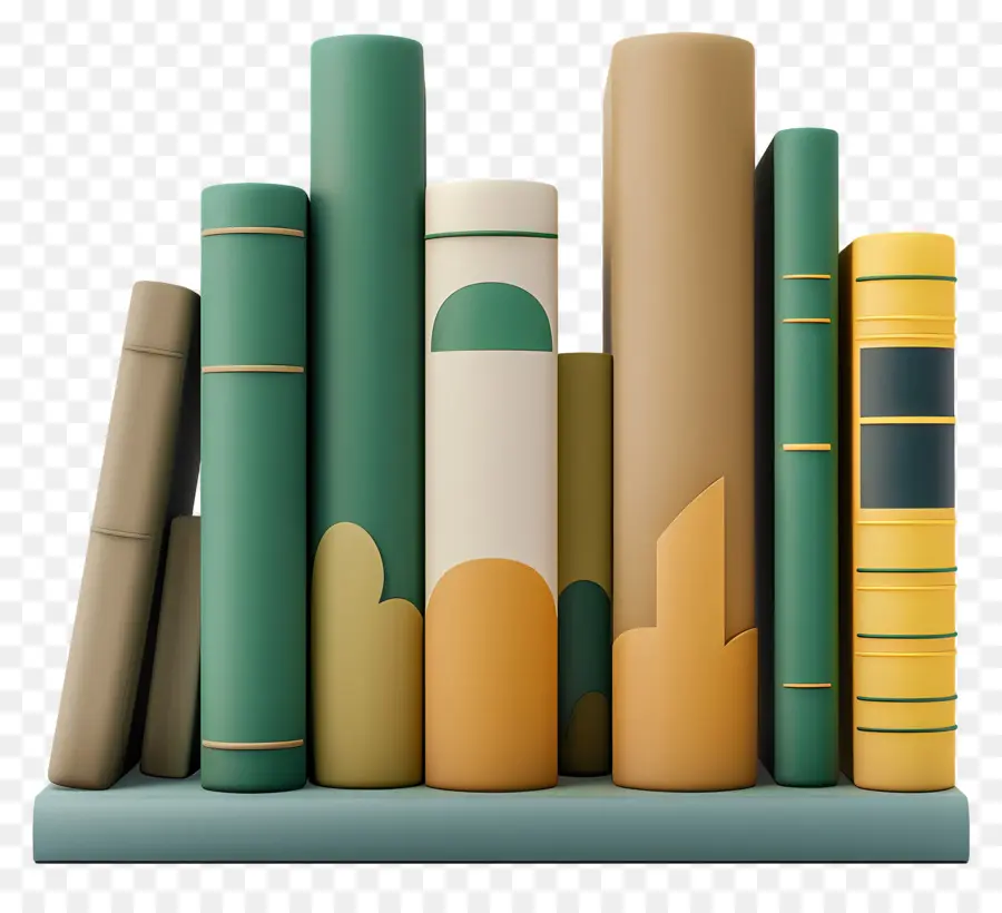 Standbücher Bücherregalbücher grün braun - Bücherregal mit grünen und braunen Büchern