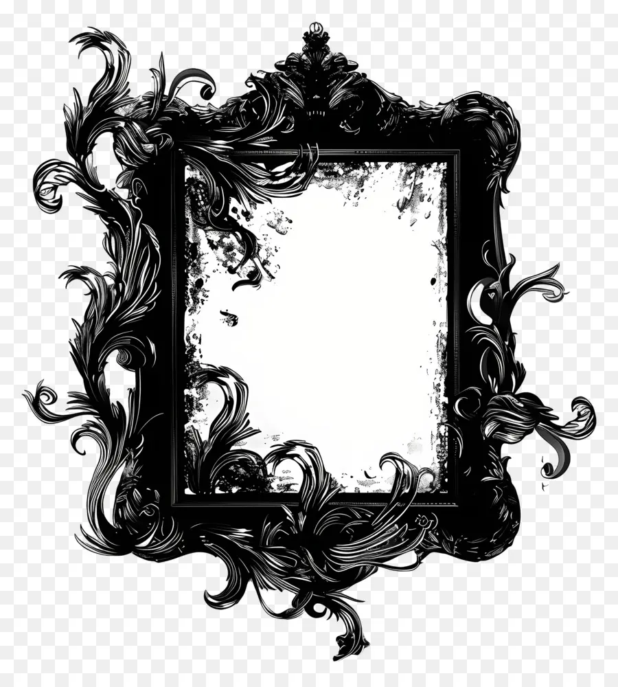 khung màu đen - Khung hoa màu đen phức tạp với gương trắng