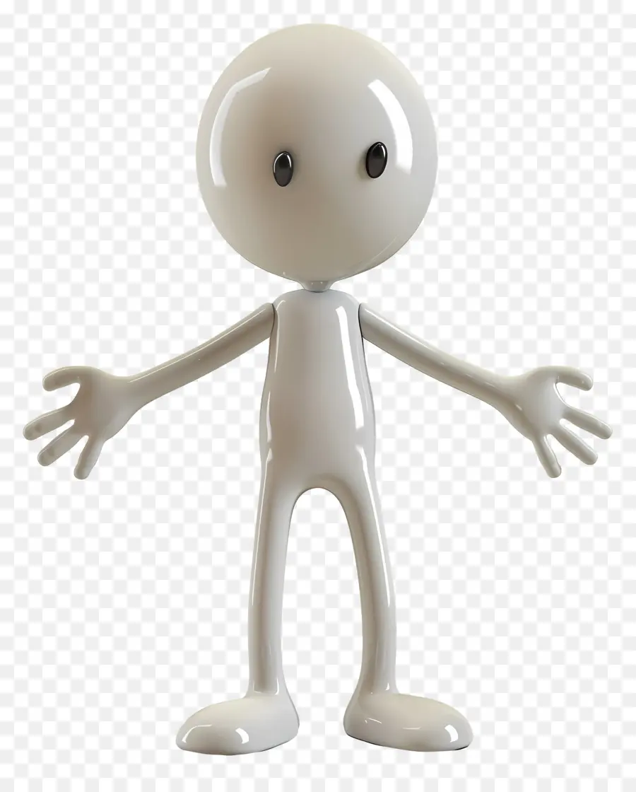 Người đàn ông hình 3D nhân vật phù hợp với cánh tay vươn ra miệng mở - Nhân vật 3D trong bộ đồ trắng với miệng mở