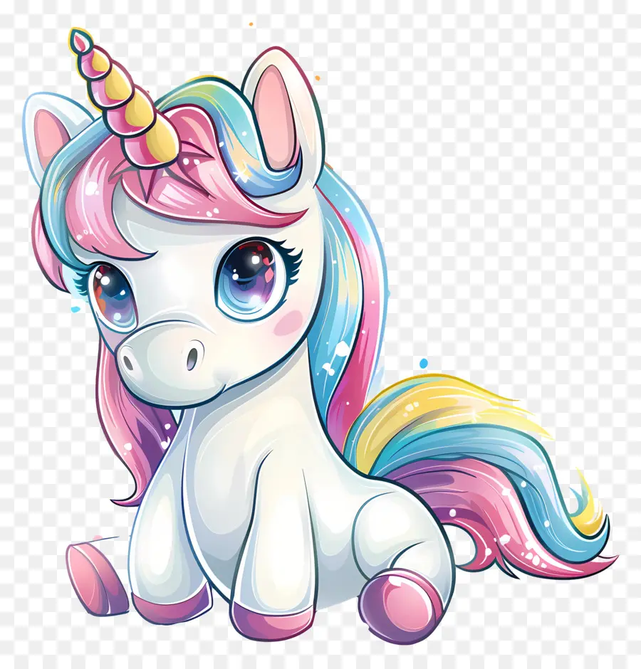 unicorno - Un unicorno carino con capelli blu e rosa