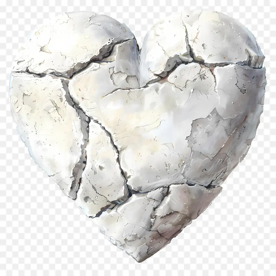 cuore bianco - Cuore in cemento stagionato su sfondo nero